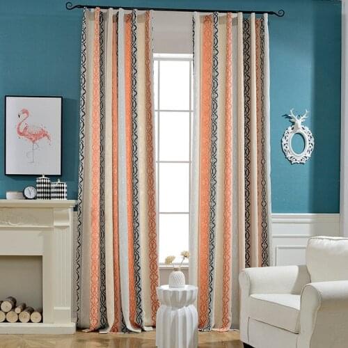 Cotton and Linen Jacquard Curtains for Living Room Bedroom Orange Window Treatments Custom Blind Drapes Kitchen Curtains Decor