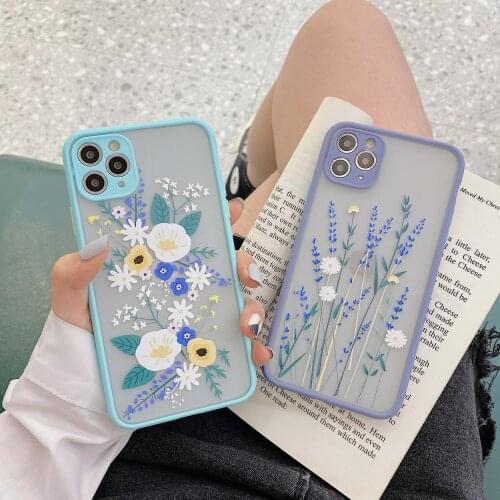 Hard Matte Flower Phone Cover Cases for iPhone 11 12 Pro Max Camera Protective Case for iPhone X XR XS Max 7 8 6 6s Plus Se 2020