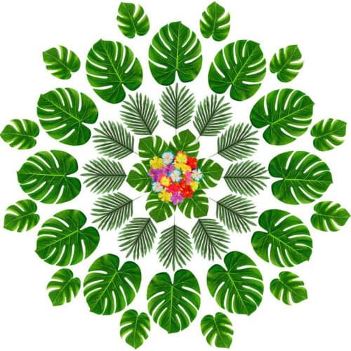 12pcs Artificial Tropical Palm Leaves Hawaiian Party Fake Silk Leaf Luau Party Summer Theme Party Decorations Home Table Decor
