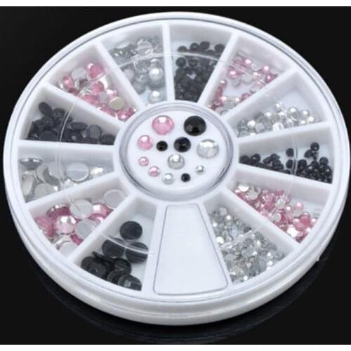 13 Grid Wheel Mixed 3D Nail Art Tips Glitter Rhinestone DIY Acrylic UV Gel Manicure Decoration