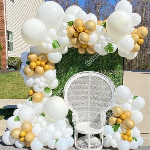 172pcs Pearl Gold Latex Balloon Arch Kit White Balloon Wedding Birthday Party Baby Shower Background Event Garland Decoration