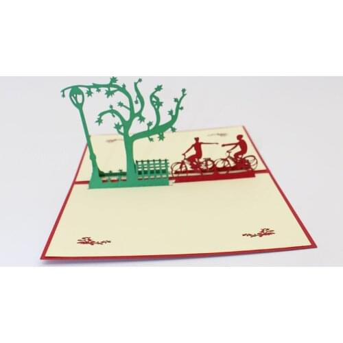 3D Handmade Paper-cut Bicycle Lover Paper Invitation Greeting Cards with Envelope Propose Postcard Wedding Creative Gift