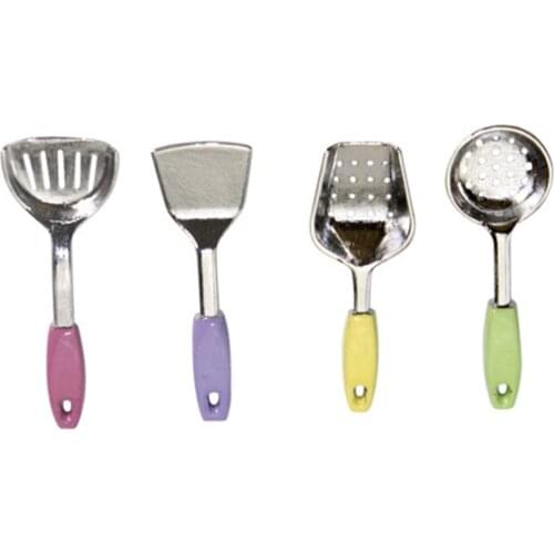 4Pcs 1/12 Dollhouse Kitchen Tools Miniature Color Spatula Furniture Cookware Kitchenware Dollhouse Accessories