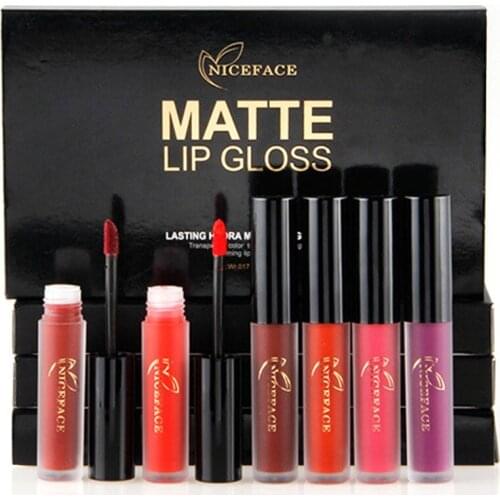 6Pcs/set New Brand Makeup Matte Lipgloss Liquid Matte Lipstick Moisture Waterproof Long Lasting Lip Gloss Kit Women Cosmetics