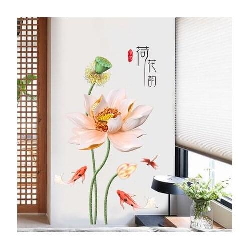 70*120cm 3D lotus Wallpaper Vinyl Wall Sticker DIY Flower Bathroom Bedroom Living Room Home Decoration Poster Wall Decals Mural