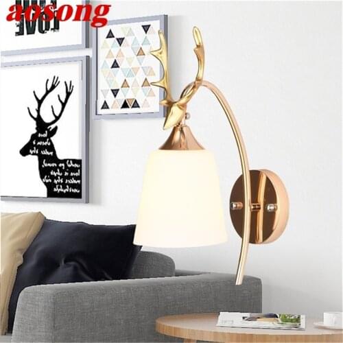 AOSONG Wall Lamps Contemporary Creative Deer head shape LED Sconces Lights Indoor For Home Balcony