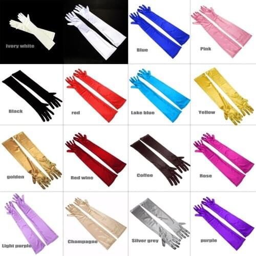 Wholesale Fingered Satin Opera 22" Elbow Gloves Burlesque women girls Party Gloves Sexy appeal gloves 17 color