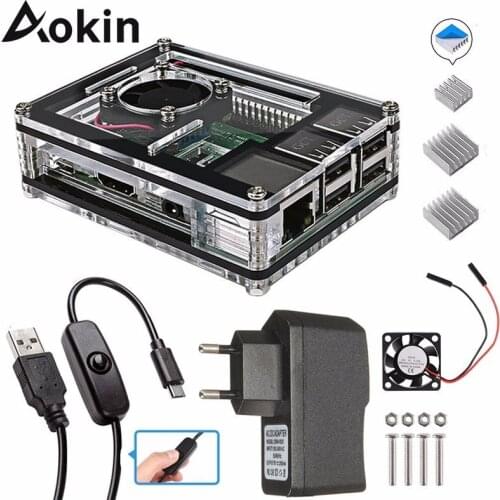 For Raspberry Pi 3 4 Case 9 Layers Acrylic Box Case Shell Cover Kit With Cooling Fan For Raspberry Pi 4 3 Model B 3B Plus Case