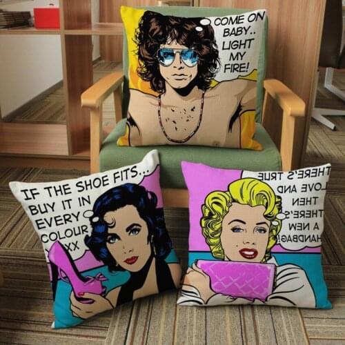 Retro Marylin Monroe Audrey Hephurn Decorative throw pillows, POP Art Hollywood movie Icons Living Room Cushions,Fashion Pillows