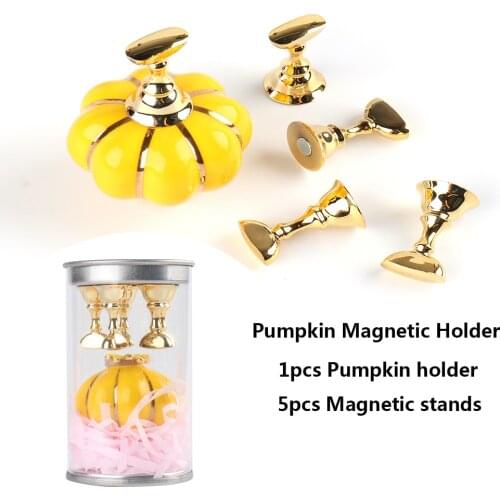 5PCS Magnetic Nail Holder Pumpkin Shape Nail Art Practice Display False Nail Tip Training Stands DIY Manicure Tools GL1796