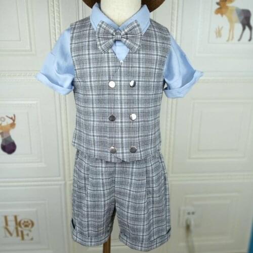 Kids Baby Boys vest+overalls shorts Set Toddler Boy Outfit Summer Auttumn Baby Boy Suit Wedding Birthday Party