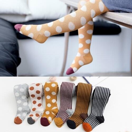 Children pantyhose autumn new arrival striped warm kids baby girls boys tights big dot fashion cotton child stockings