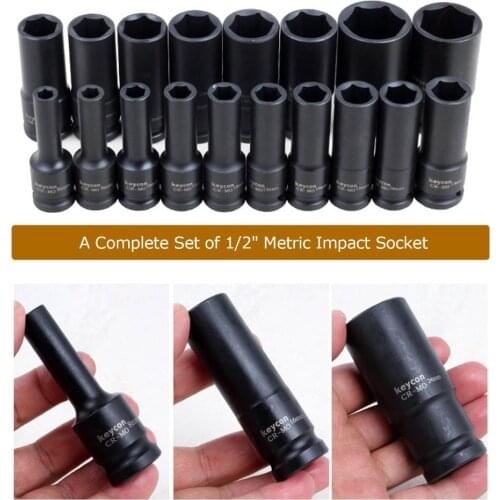 1 Piece 8 - 20 mm Impact Socket 1/2-inch 6 Point Drive Deep Impact Socket 78 mm Length for Electric Impact Air Pneumatic Wrench