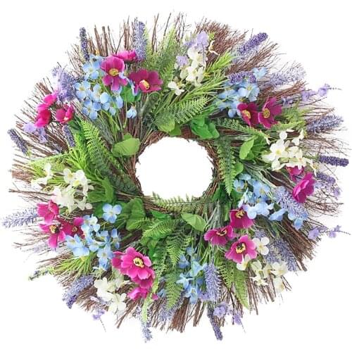 Home Artificial Garland Lavender Wreath Front Door Wall Hanging Wreath Decorations Wedding Party Farmhouse Ornaments