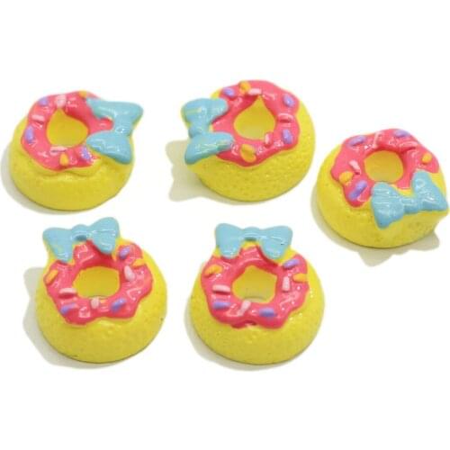 Kawaii Resin Simulation Bowknot Donut Resin Crafts Cabochon Decorative For Diy Phone Decoration