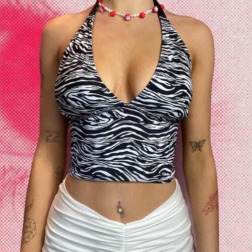 Fashion Backless Crop Top Women Summer Sexy Sleeveless V-neck Slim FIt Halter Bandage Top Beach Style Off Shoulder Cami Vest