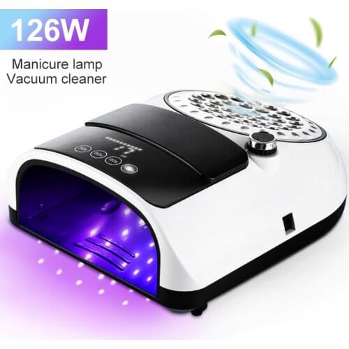 Newest 2in1 Nail Lamp 126w 42led Double Light Source UV LED Dryer 60W Vacuum Nail Dust Collector Suction Aspiratore Nails Tools
