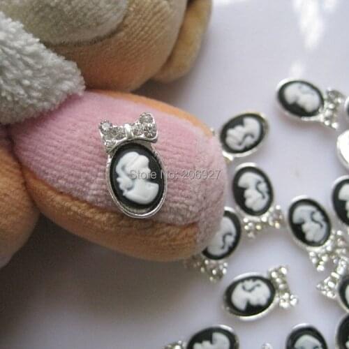 MD-480 10pcs Fancy Cameo Silver Deco Metal Charms Metal Deco Charms Nail Art