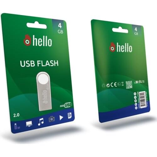 HELLO 4 GB METAL USB FLASH MEMORY