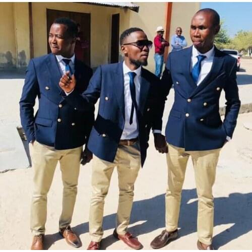 MEN suits 2019 new slim fit blue jacket with pants 2 piece Business Formal Groom Wedding Dress Tuxedos Suit best man sets