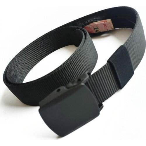 Men Outdoor Travel Multi-functional Nylon Canvas Belt Zipper Purse Hiding Money Tactical Belt Anti-theft