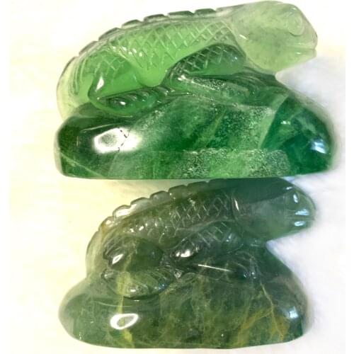 Natural Fluorite Chameleon Crafts Exquisite Hand Carved Fluorite Cabrite Vertebrate Figurines Furniture Decoration