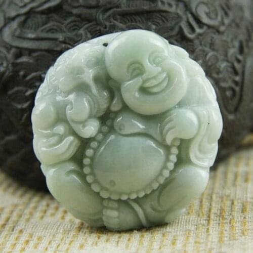 Natural myanmar jadeite jade maitreya pendant Laughing Buddha PIXIU buddha Jade pendant necklace for women and men