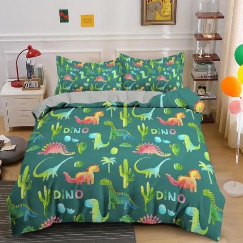 Newly Fashion Bedding Set 3D Digital Dinosaur World Duvet Cover and Pillowcase Hot Sale Bedclothes