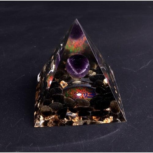 Orgonite Energy Pyramid Muladhara Chakra Natural Amethysts Beads Evil Spirit Pyramid Decoration Pendulum Yoga Meditation Pendulo