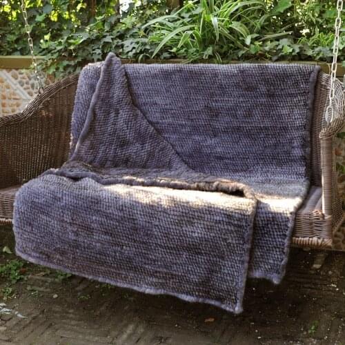 CX-D-80E Hand Knitted Real Mink Fur Fashion Winter Home Sofa Fur Throw Blanket