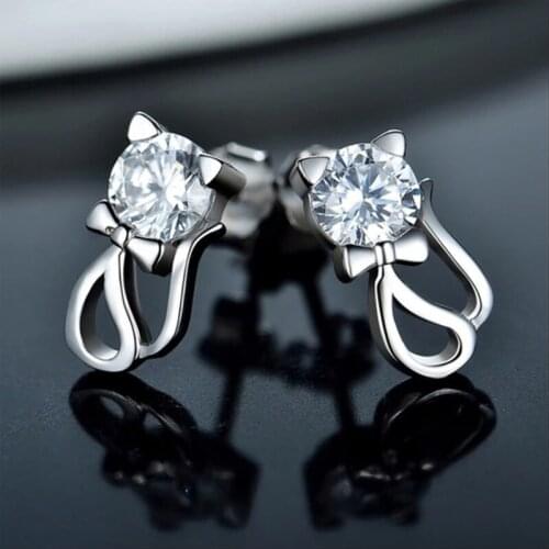 Huitan Simple Stylish Cat Stud Earrings Dance Party Cute Teens Earrings Good Quality Animal Earrings Fashion Jewelry for Women