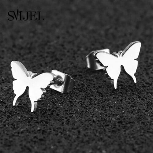 SMJEL Stainless Steel Butterfly Stud Earrings for Women and Girls Kids Cute Insect Small Tiny Earrings 2019