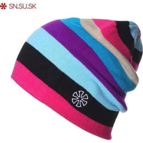 Sn.su.sk Warm Knitted Ski Hats Snowboard Winter Hat Skull Cap Beanie Men and Women Gorros