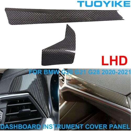 LHD Car Styling Real Carbon Fiber Console Dashboard Instrument Panel Cover Trim Sticker For BMW 3-Series G20 G21 G28 2020-2021
