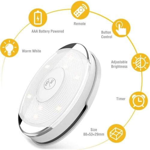 Led Cabinet Light Adjustable Brightness Wake Up Table Lamp AAA Battery Night Light Remote Control Wardrobe Lamp for Bedroom