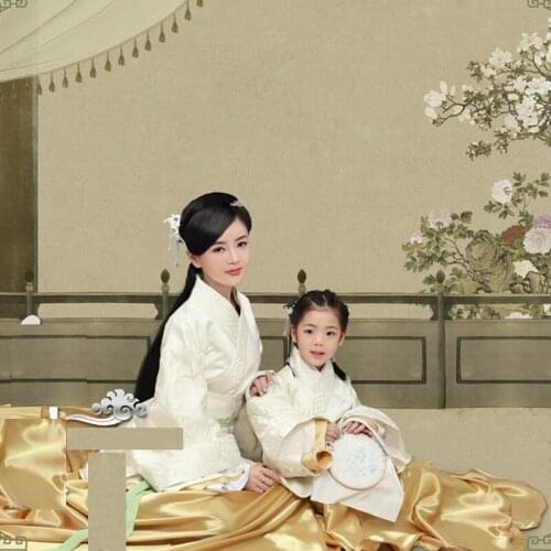 Sheng Qin Traditional Hanfu QuJu Mum and Daughter Parent Child Costume Sets Trditional Hanfu Stage Performance Costume