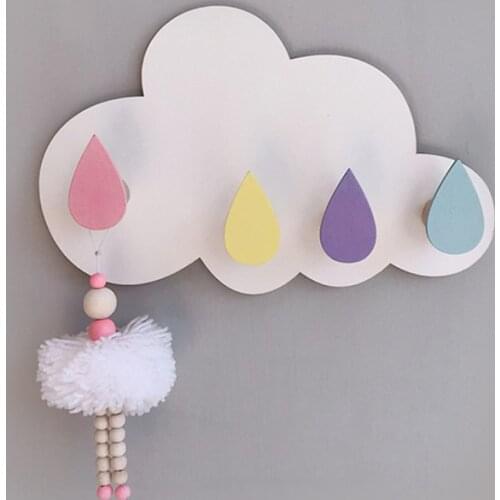 IdYllife Household Children Room Clothes Hanger Hanging Wall Home Decoration Wood Cloud Cute for Girls Kids Boys Storage Hooks