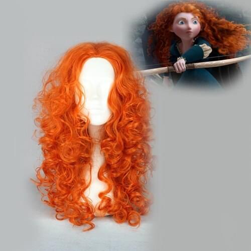 Brave Merida Cosplay Hair Curly Wavy Orange Hair Cosplay Headwear Accessories Party Halloween Costumes Accessories Long Hair