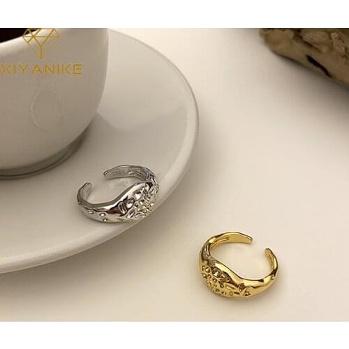 XIYANIKE 925 Sterling Silver Speckled Texture Opening Ring Female Simple Fashion Hand Jewelry Accessories Party Dropshipping