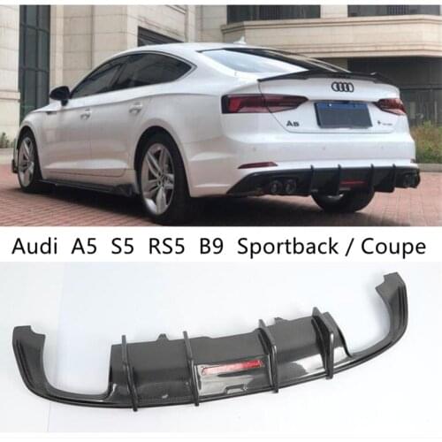 For Audi A5 S5 RS5 B9 Sportback Coupe 2017-2020 Real Carbon Fiber Rear Diffuser Lip Spoiler High Quality Car Bumper Accessories