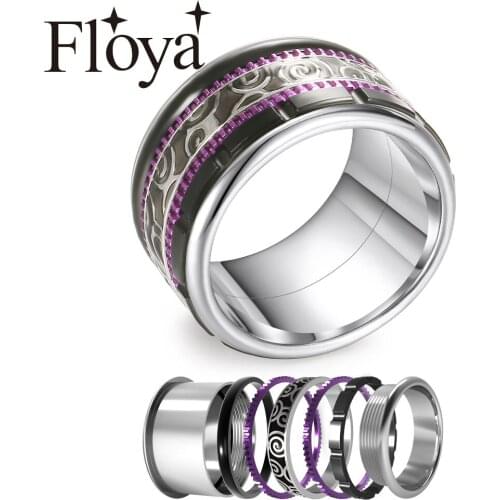 Cremo Handmade Black Rings For Women Turning Stainless Steel Gear Band Interchangeable Ring Femme Bijoux Making Engagement