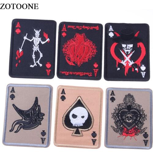 ZOTOONE Embroidery Badge Card Poker Ace of Spades Patches Army Combat Tactical Military Badge Hook and Loop Band Badge E