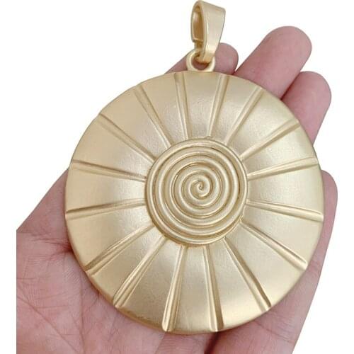 1 x Matt Gold Large Boho Bohemia Spiral Vortex Swirl Round Charms Pendants for Necklace Jewelry Making 81x63mm