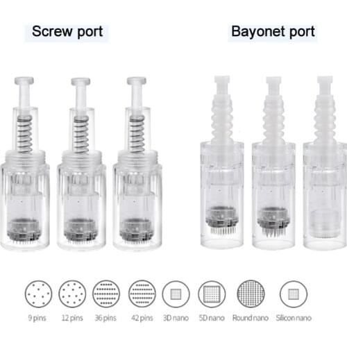 10/50pcs Bayonet Screw Port Microneedles Cartridge Tattoo Needle For Derma Microneedling Pen 9/12/36Pin Nano Tattoo Needles Tip
