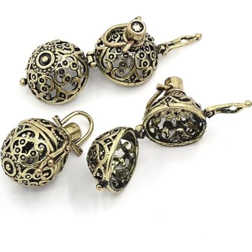 2Pcs Pendants Magic Box Wish Beads Cage Bronze Tone Hollow Fit Necklace Jewelry Findings Charms 3.3x2.3cm(1 2/8"x7/8")