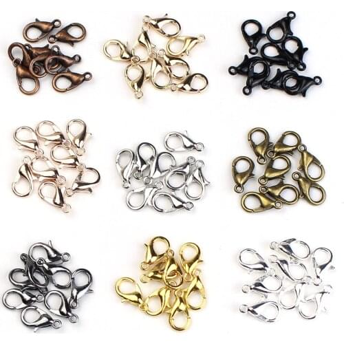 200pcs/lot Gold / Silver Plated Zinc Alloy Lobster Clasps for DIY Necklace Bracelet Jewelry Making Findings Supplies Accessories