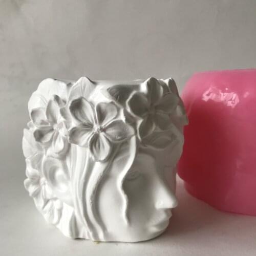 3D Beauty Girl Concrete Flower Pot Vase Silicone Cake Baking Mold Chocolate Resin Candle Mould