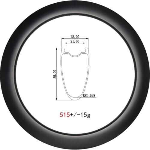 55mm Deep Carbon Road Bicycle Hoop 700C Disc Clincher Tubeless 28mm Wide 21mm Inner All Road Gravel Carbon Rims 700 Bicycle Ring