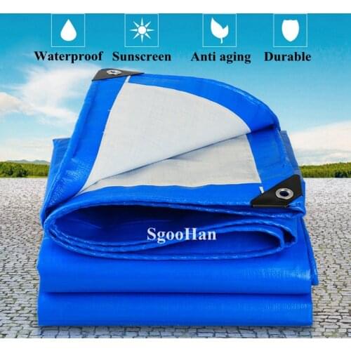 Blue-White PE Tarpaulin Rainproof Cloth Garden Outdoor Awning Shade Sail Boat Truck Canopy Pet Dog House Cover Waterproof Cloth