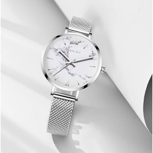 Women Watch Quartz Movement Simple Waterproof Rose Gold Stainless Steel Mesh Ladies watch relogio feminino